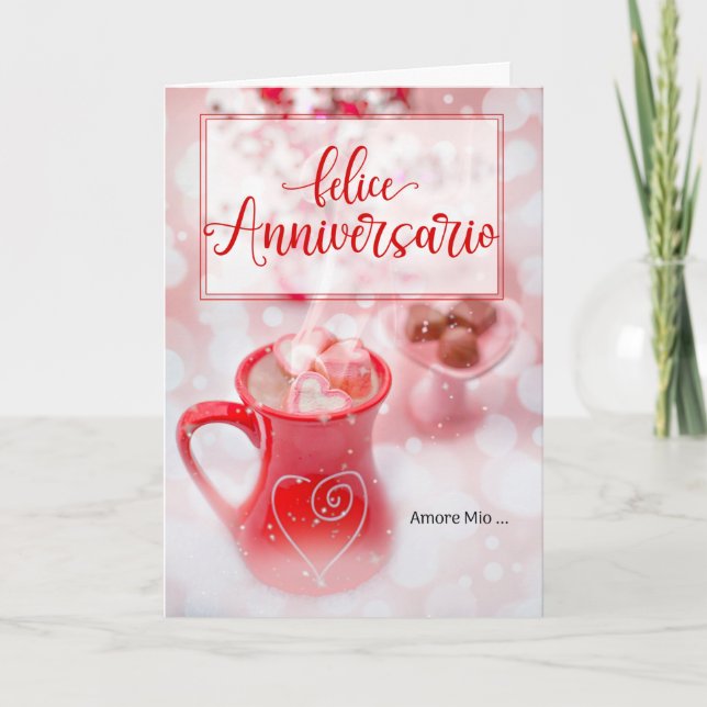 Carte Anniversario Felice Anniversaire ITALIEN Amour (Devant)