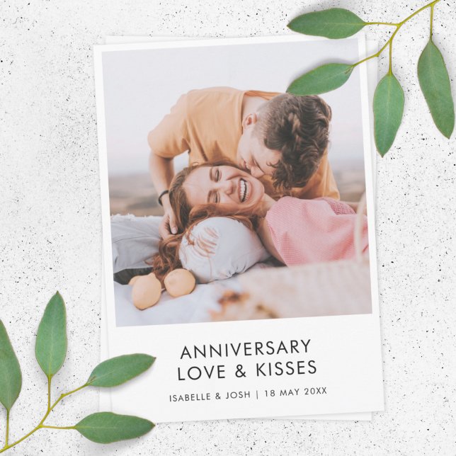 Carte Anniversary Modern Photo Love Kisses Stylish Card (Créateur téléchargé)