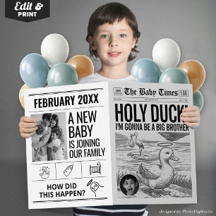 Carte Annonce de bébé drôle Journal Holy Duck