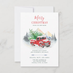 Carte Annonce de déménagement du camion rouge des Fêtes