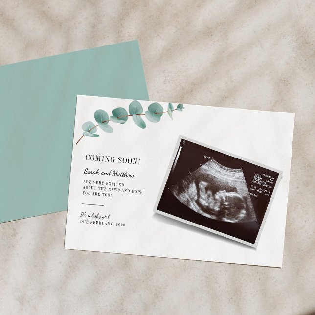 Carte Annonce de grossesse et de naissance de bébé Eucal (Créateur téléchargé)