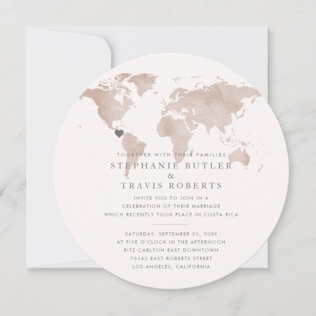 Carte Annonce de mariage intime et de réception en desti (Devant)