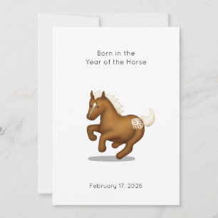 Carte Annonce de naissance "Né dans l'année du Cheval"