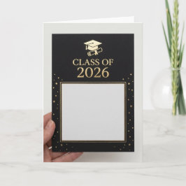 Carte Annonce de photo de remise de diplôme noire et or 