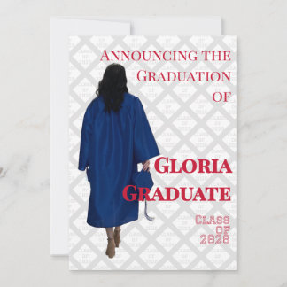 Carte Annonce de remise de diplôme Rouge et Blanc