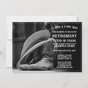 Carte Annonce de retraite avec chapeau de cowboy et bott