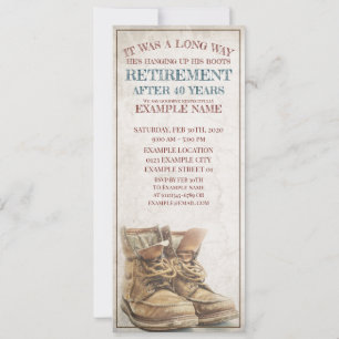 Carte Annonce de retraite avec de vieilles bottes