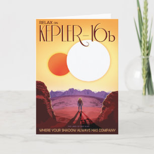 Carte Annonce de voyage Sci-Fi, Planet Kepler-16b