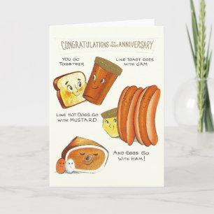 Carte anthropomorphe vintage d'anniversaire