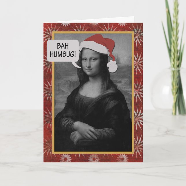 Carte anti-Noël Bah Humbug Mona Lisa (Devant)