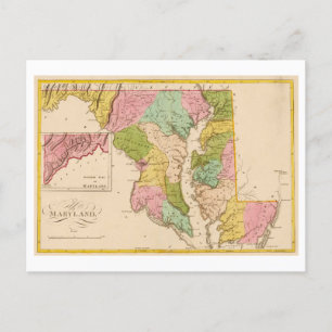 Carte Antique 1815 de la carte postale du Maryland