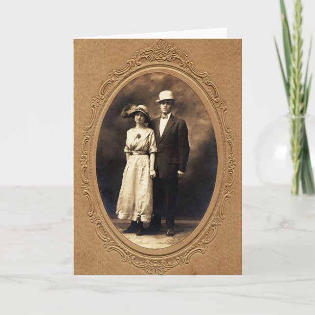 Carte Antique Couple 1910s Sepia Photo Retro Vieux mode (Devant)