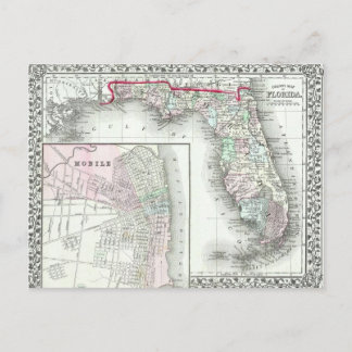 Carte antique de Floride & Mobile, Alabama