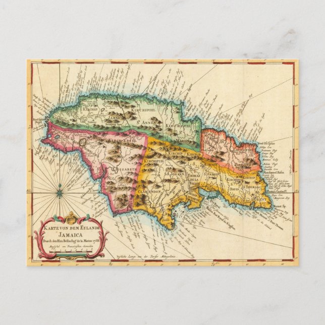 Carte antique de Jamaïque 1758 (Devant)
