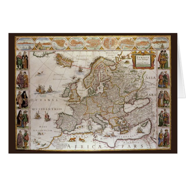 Carte antique de l'Europe par Willem Jansz Blaeu,  (Devant horizontal)