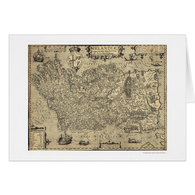 Carte antique de l'Irlande Ortelius dessinée par (Devant horizontal)