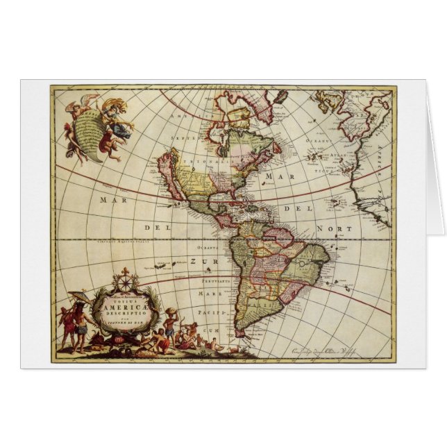 Carte antique des Amériques par Johannes De Ram (Devant horizontal)