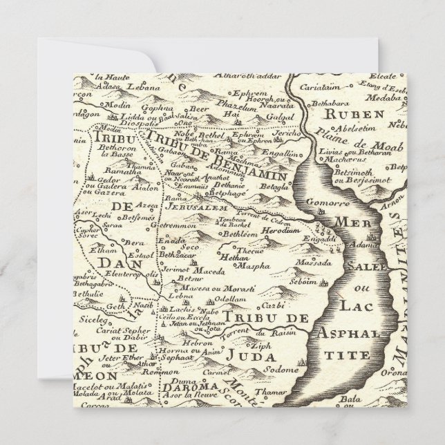 Carte antique d'Israël Bar Miztvah Invitations (Devant)