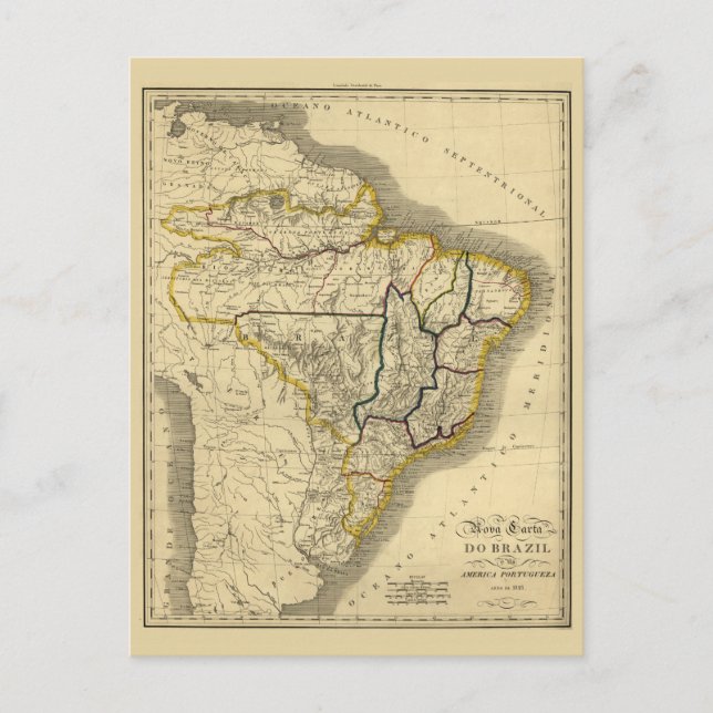 Carte antique du Brésil en 1821 (Devant)