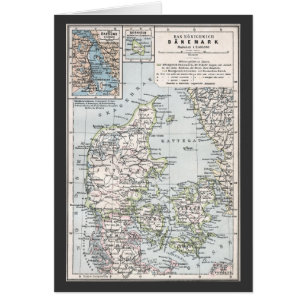 Carte antique du Danemark, Danmark en danois, 1905