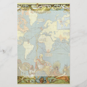 Carte antique du monde de l'Empire Britannique,