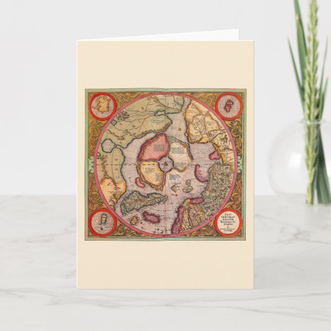 Carte antique du pôle Nord Carte par Mercator (Devant)