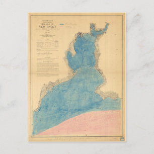 Carte antique du port de New Haven Connecticut