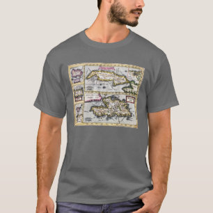 Carte antique du T-shirt des Caraïbes, îles