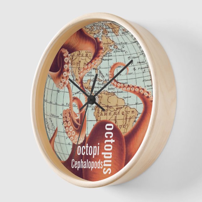 Carte antique Octopus Horloge murale (Angle)