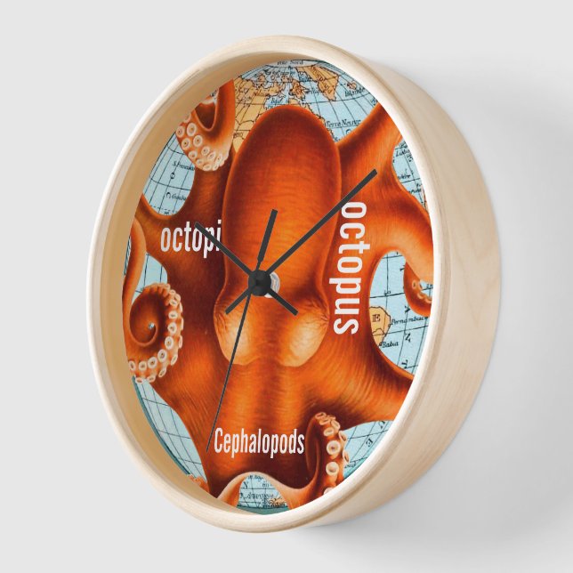 Carte antique Octopus Horloge murale (Angle)