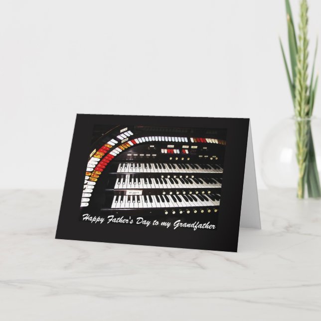 Carte Antique Orgue Bonne Fête des pères Grand-père (Devant)