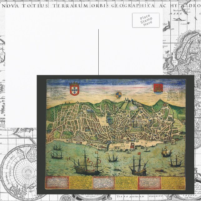 Carte antique, Plan de ville de Lisbonne, Portugal (Créateur téléchargé)