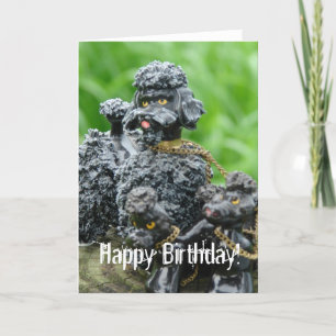 Carte Antique Poodles, Joyeux Anniversaire !