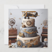 ANTIQUE RETRO AIRPLANE CAKE ANNIVERSAIRE