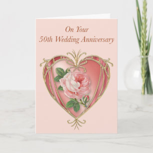 Carte Antique Rose 50e Anniversaire