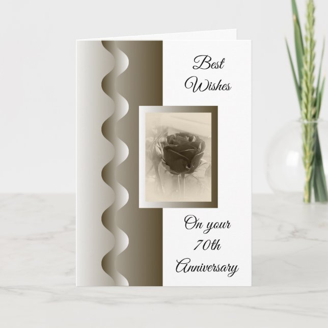Carte Antique Rose Personnalisé 70e anniversaire Mariage (Devant)