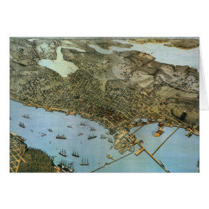 Carte antique Vue aérienne Ville de Seattle Washin