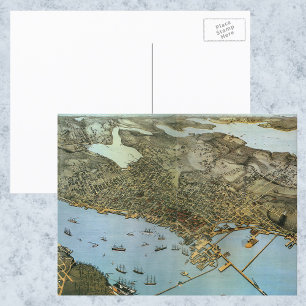 Carte antique Vue aérienne Ville de Seattle Washin