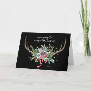 Carte Antlers de cerfs avec Bouquet de Noël