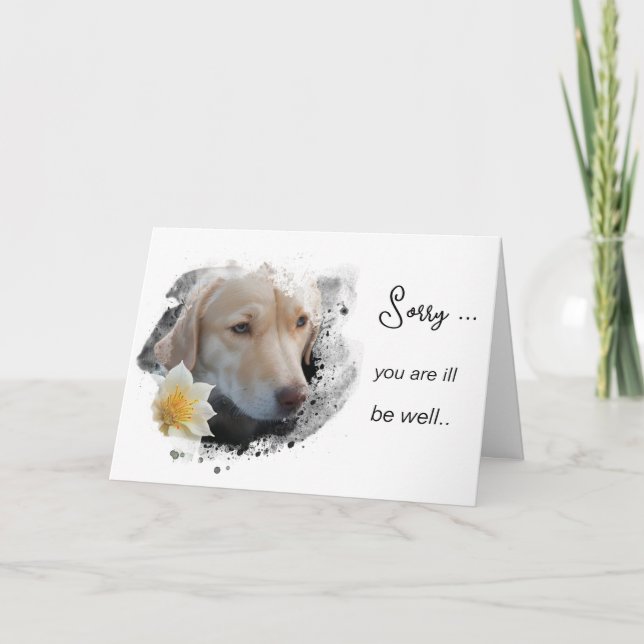 Carte *~* AP61 Fleur Malade Bon rétablissement Chien Dor (Devant)