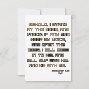 Carte Apocalypse 3:20 KJV Bible Écriture Salutation