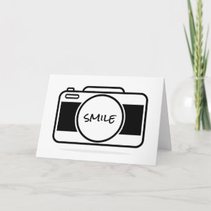 Carte appareil photo rétro avec texte sourire pour anniv