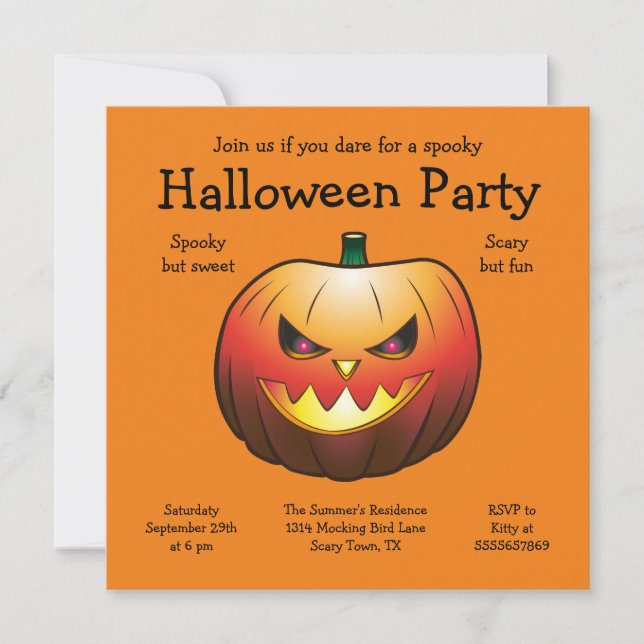 Carte Appartement Invitation Citrouille Halloween (Devant)