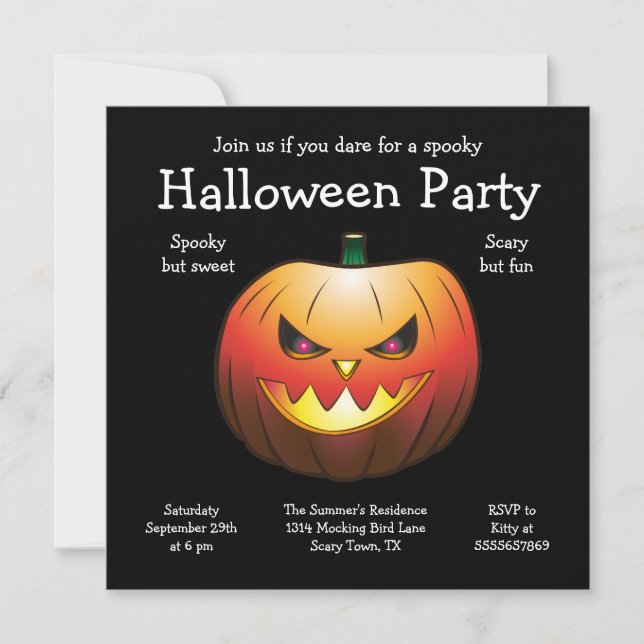 Carte Appartement Invitation Citrouille Halloween (Devant)