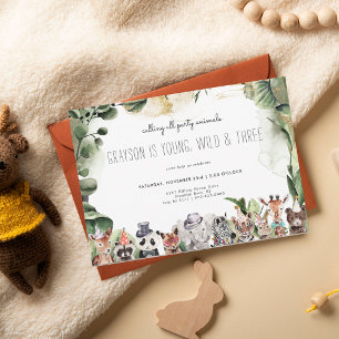 Carte Appel de tous les animaux de fête   Safari Anniver