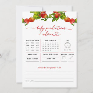 Carte Apple Baby Predictions et conseils Baby shower Jeu