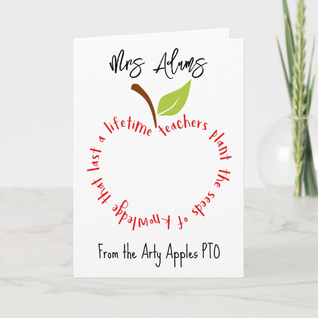 Carte Apple merci de nous aider à devenir enseignant (Devant)