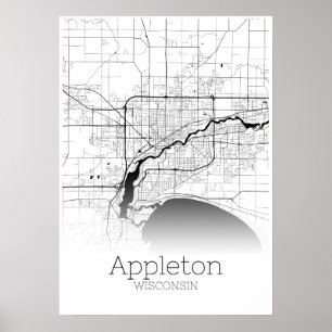 Carte Appleton - Wisconsin - Poster de carte de vi