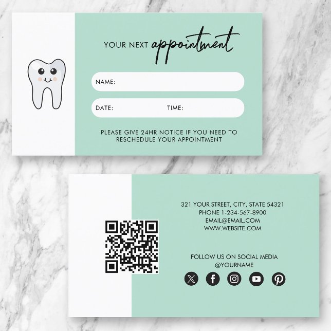 Carte Appoint pour dentiste dentaire mignonne (Cute Tooth Dentist Doctor Appoint Card)