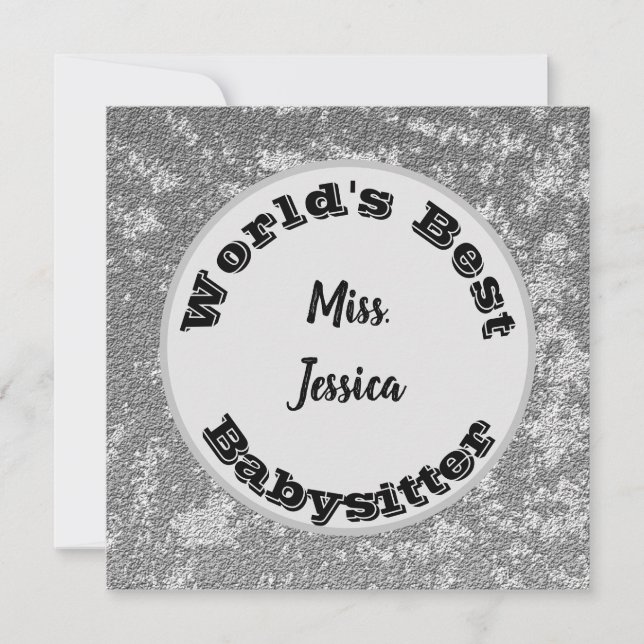 Carte Appréciation de Babysitter Merci en argent marbré (Devant)